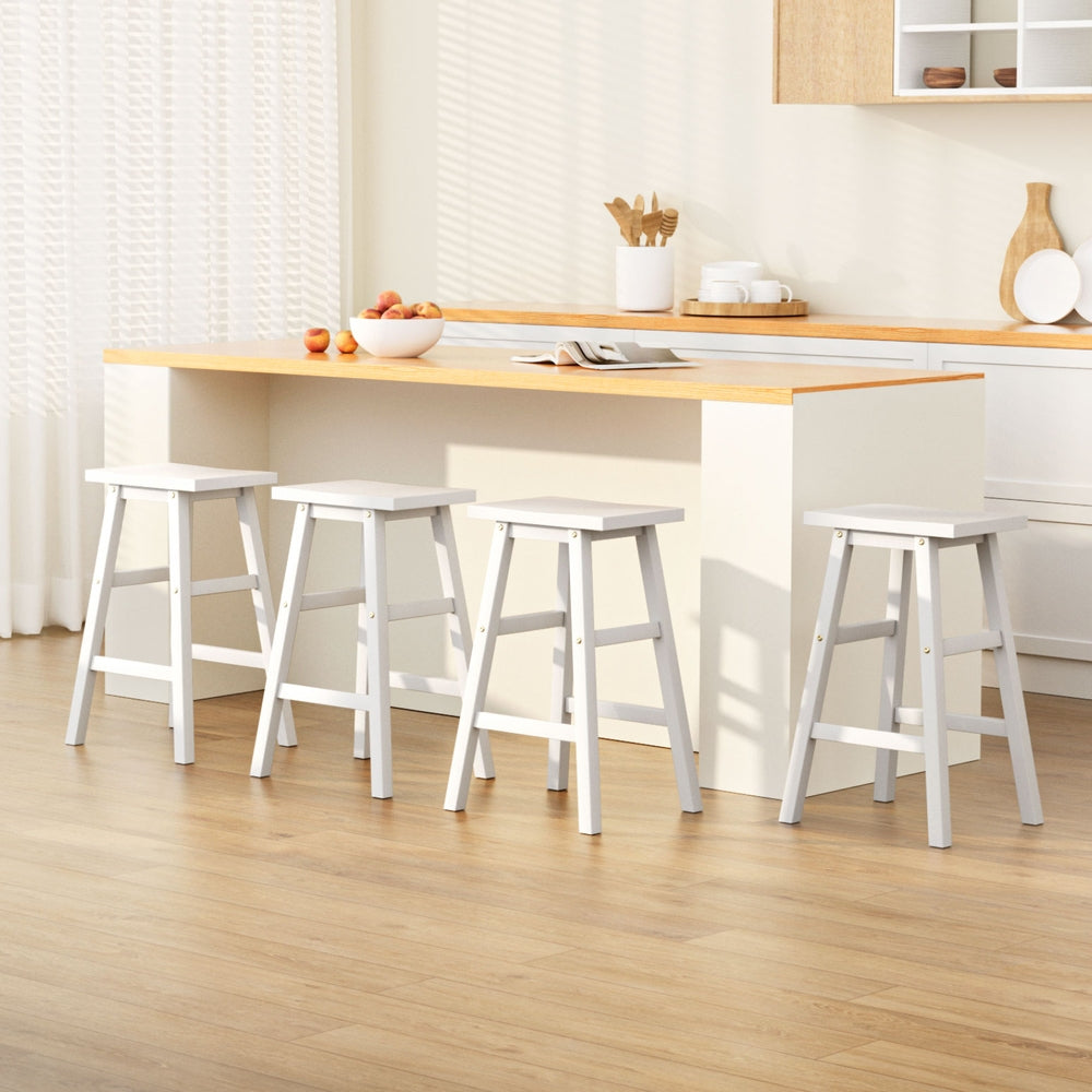 Rex Wooden Bar Stool (Set of 4) White