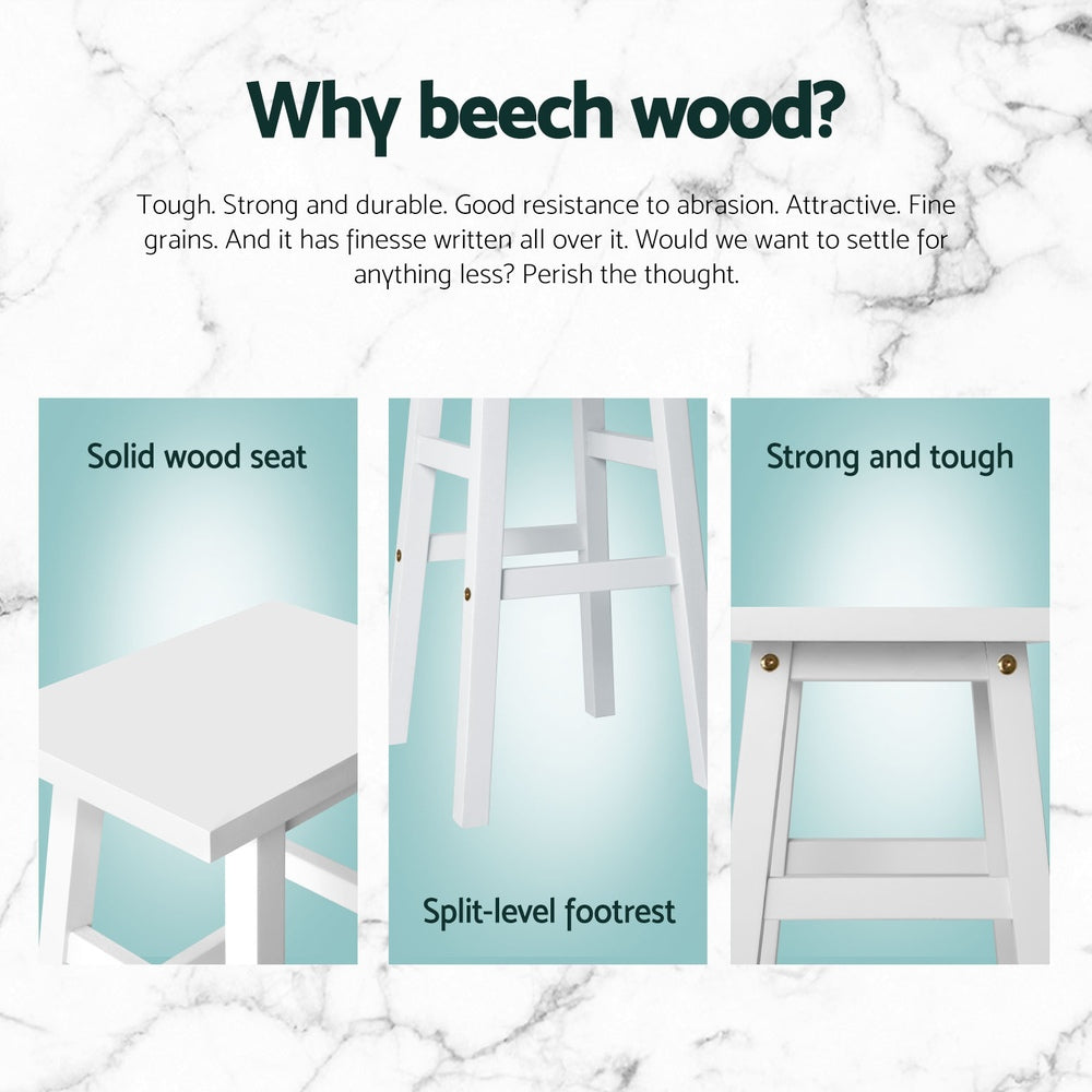 Rex Wooden Bar Stool (Set of 4) White