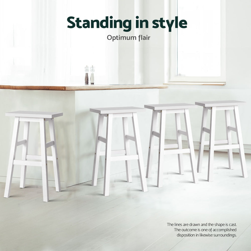 Rex Wooden Bar Stool (Set of 4) White