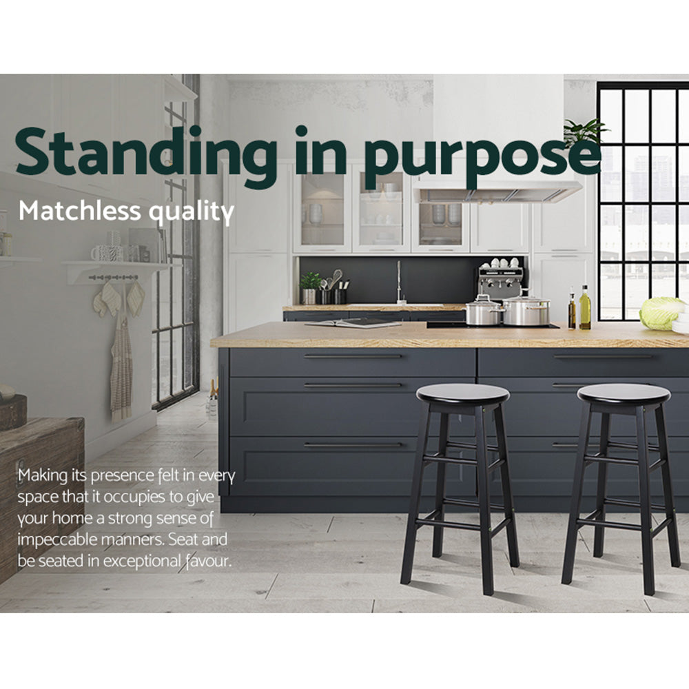 Gage Wooden Bar Stool (Set of 2) Black