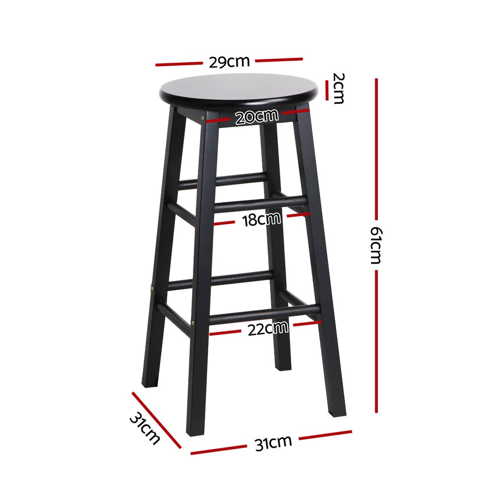 Xavier Wooden Bar Stool (Set of 4) Black