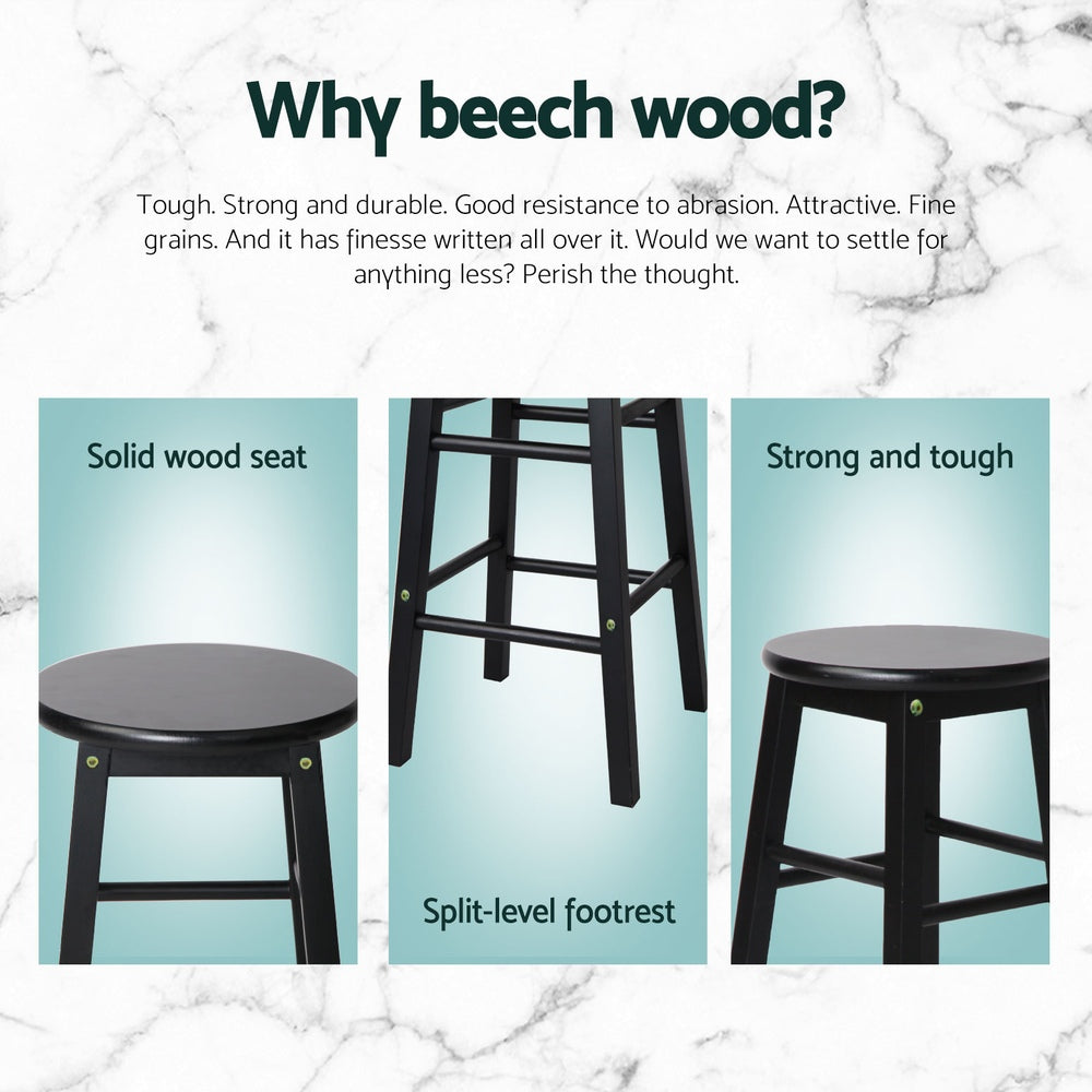 Xavier Wooden Bar Stool (Set of 4) Black