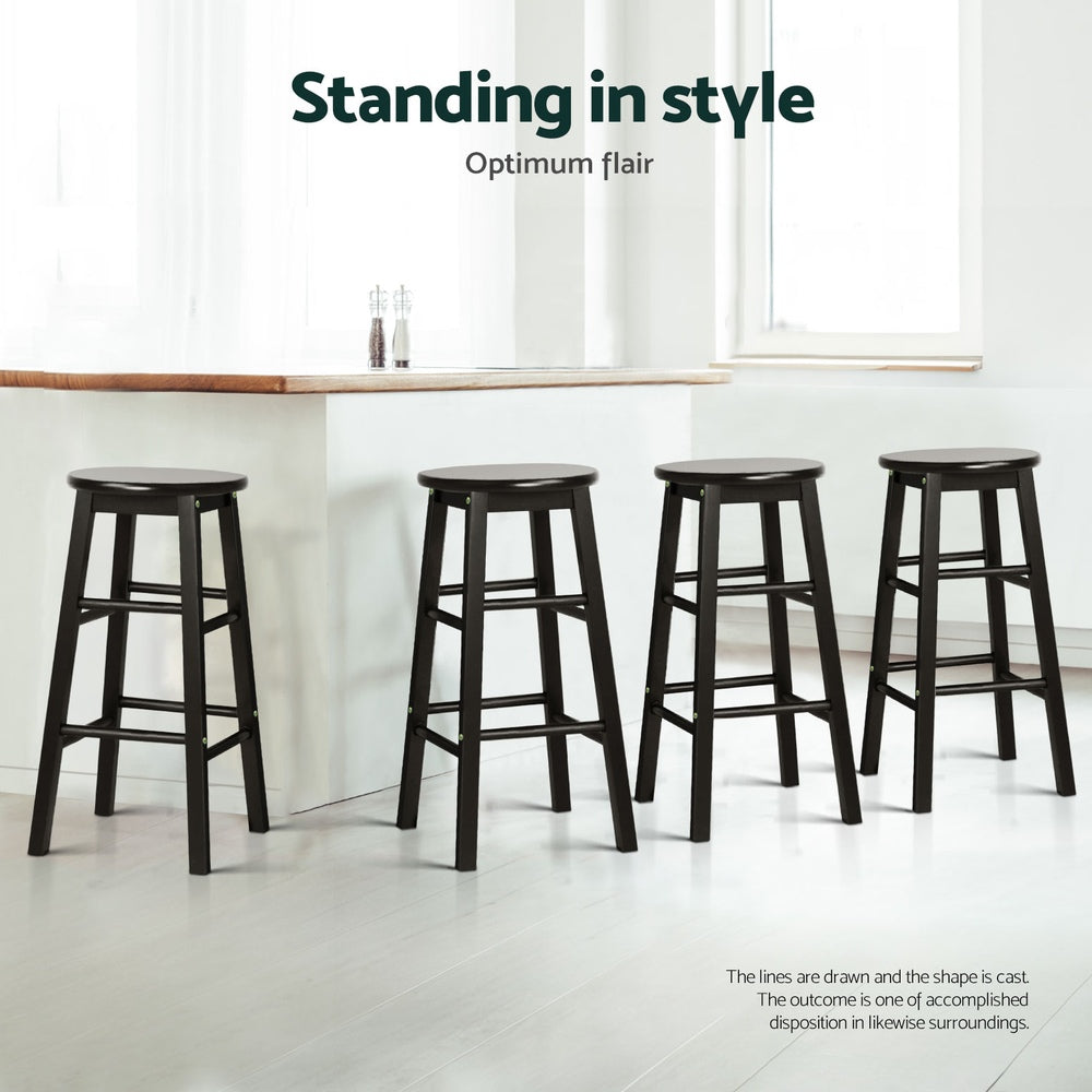 Xavier Wooden Bar Stool (Set of 4) Black