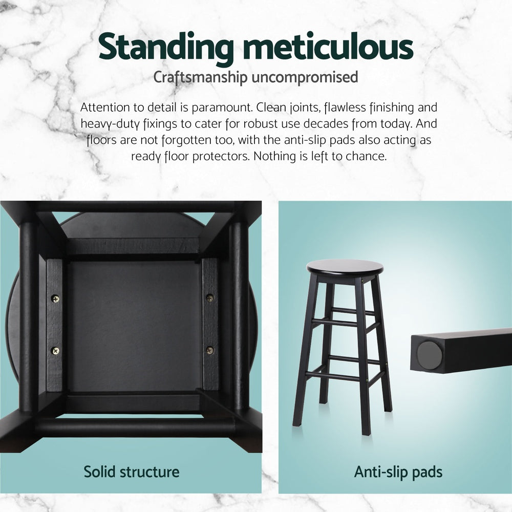 Xavier Wooden Bar Stool (Set of 4) Black