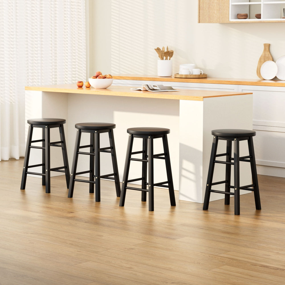 Xavier Wooden Bar Stool (Set of 4) Black