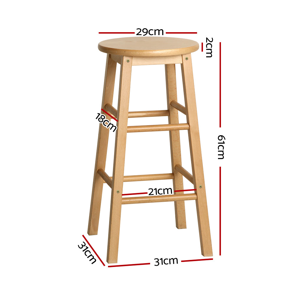 Ned Wooden Bar Stool (Set of 2)