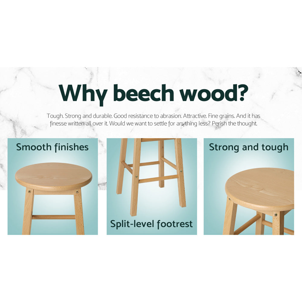 Ned Wooden Bar Stool (Set of 2)