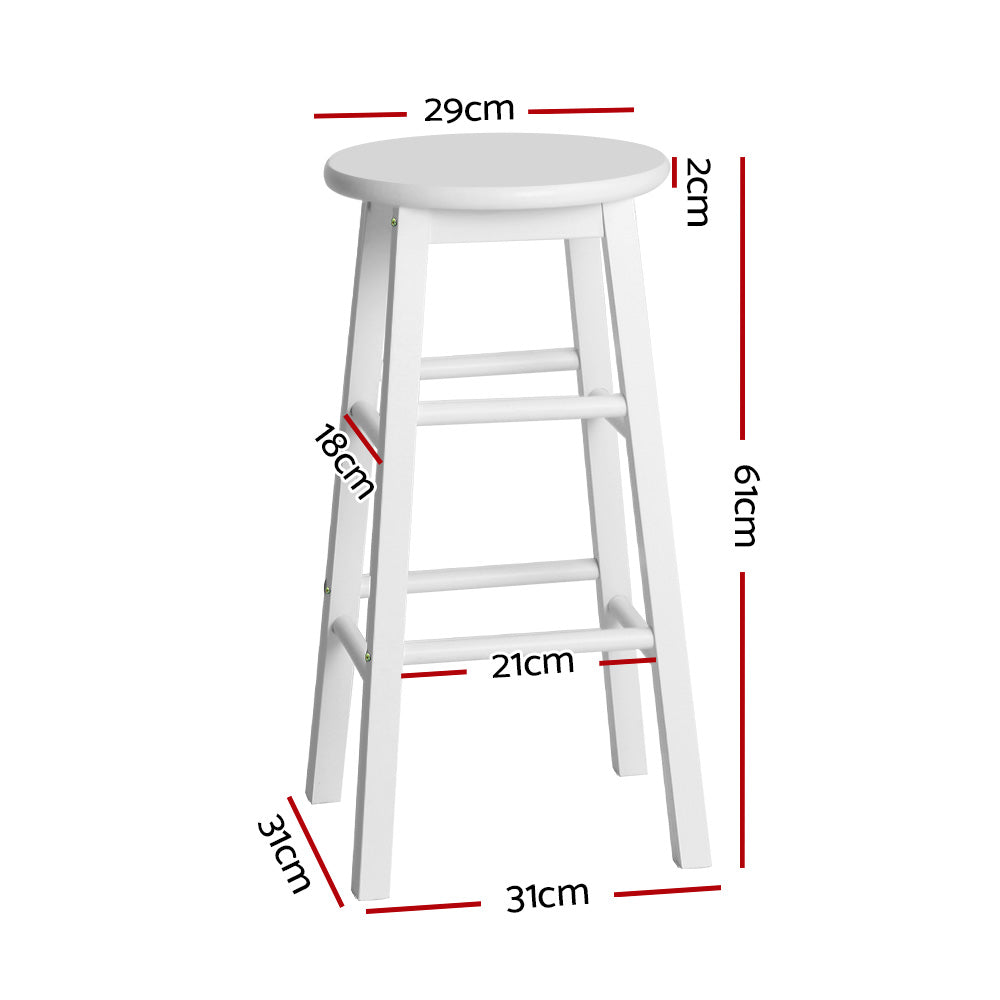 Heath Wooden Bar Stool (Set of 2) White