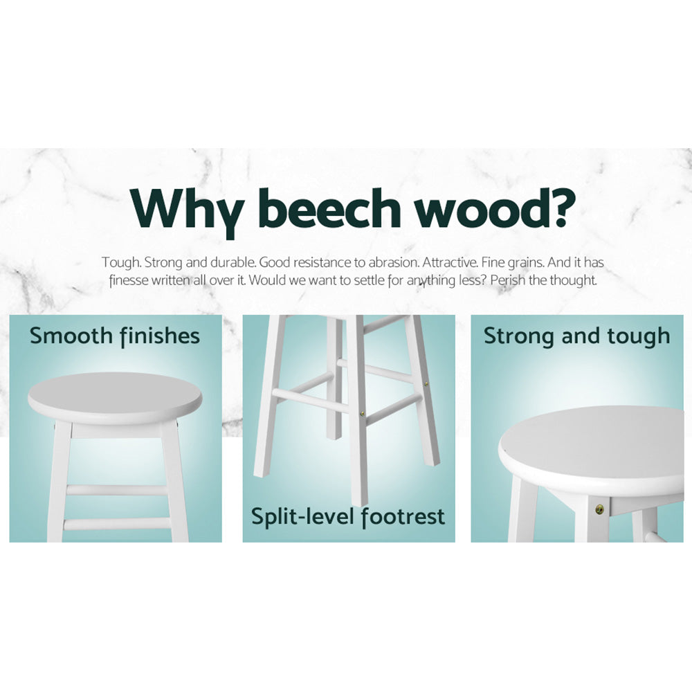 Heath Wooden Bar Stool (Set of 2) White