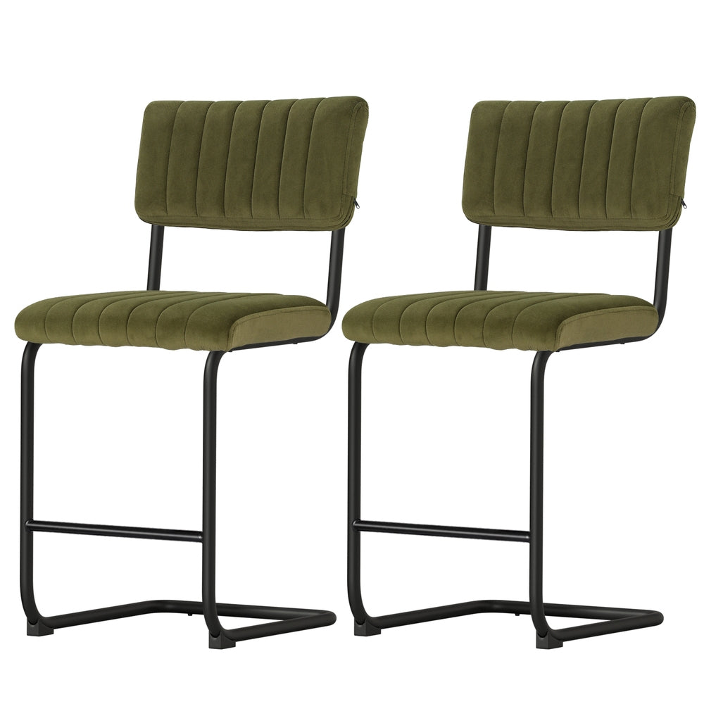 Paul Velvet Bar Stool (Set of 2) Green