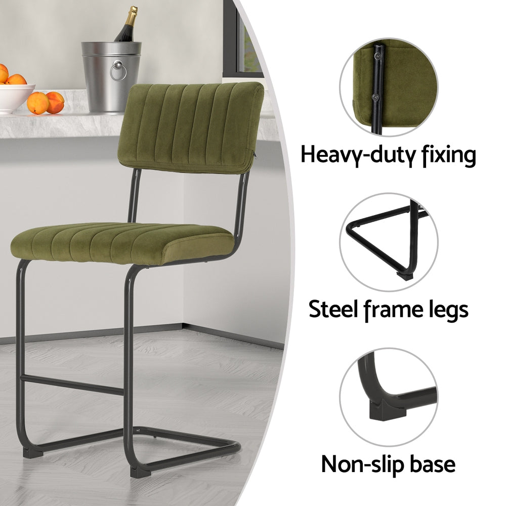 Paul Velvet Bar Stool (Set of 2) Green