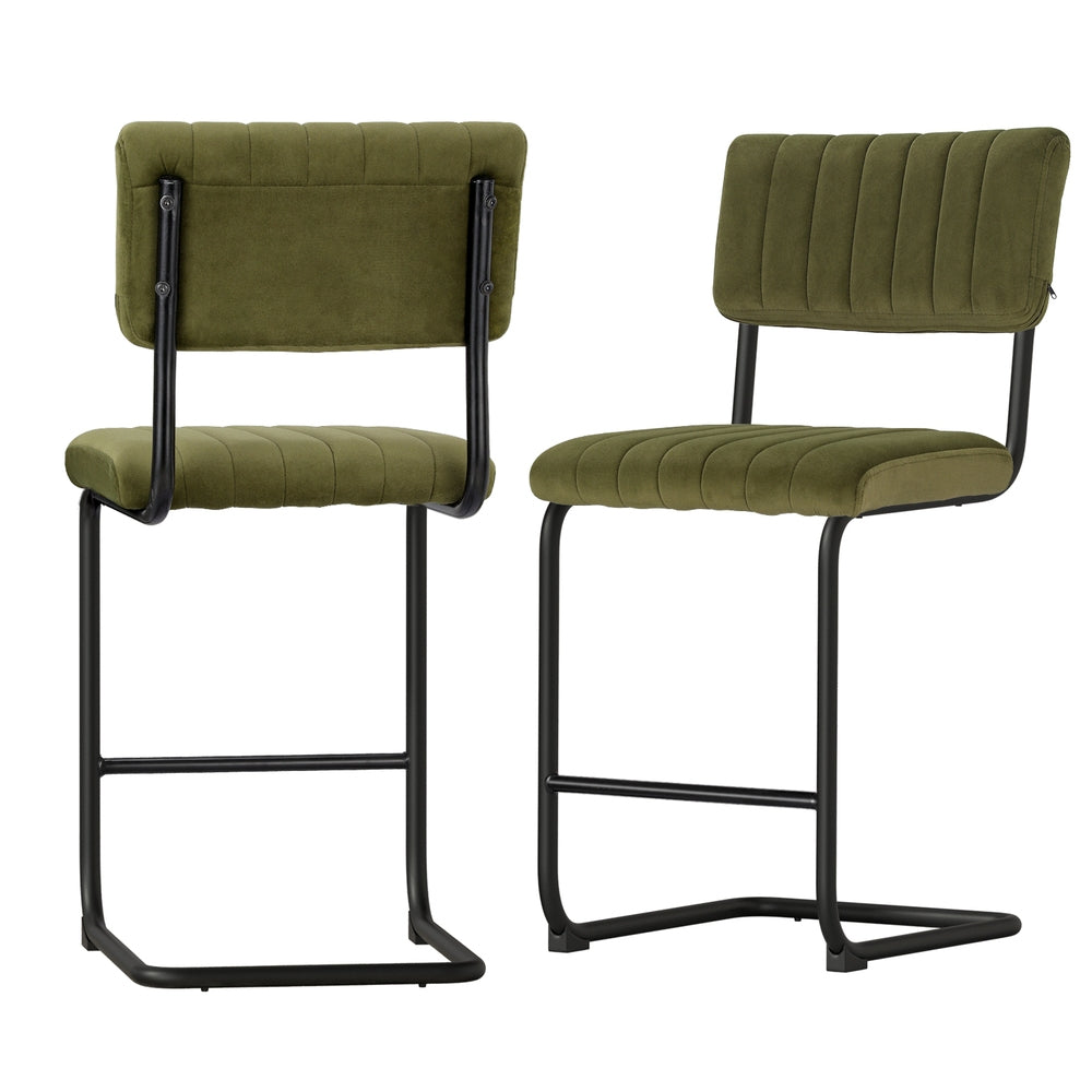 Paul Velvet Bar Stool (Set of 2) Green