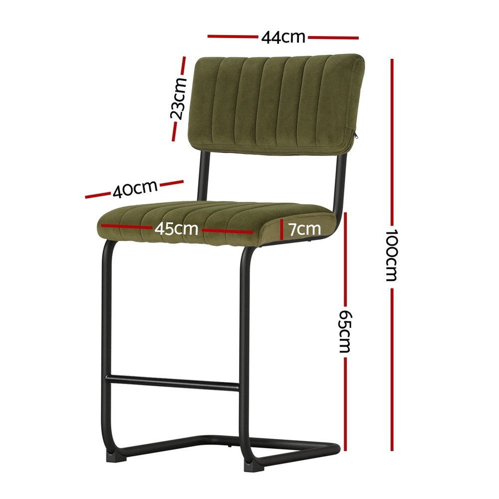 Arlo Velvet Bar Stool (Set of 4) Green