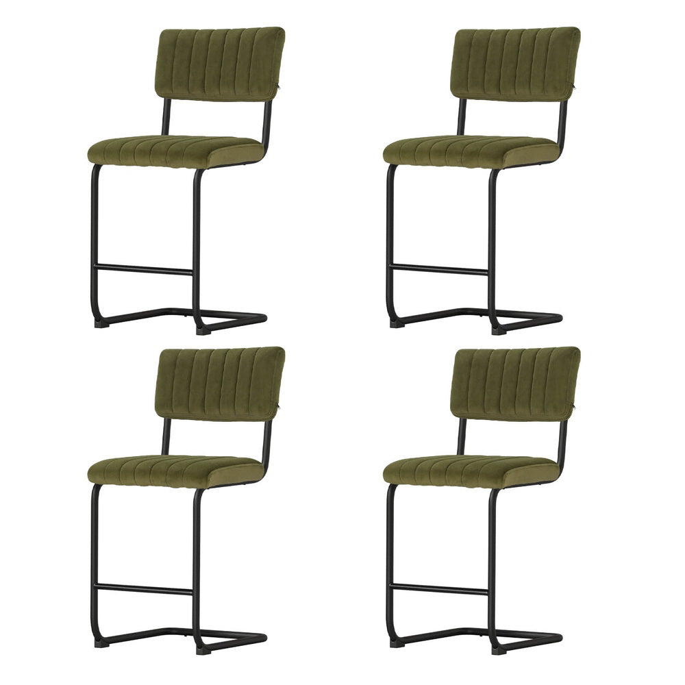 Arlo Velvet Bar Stool (Set of 4) Green