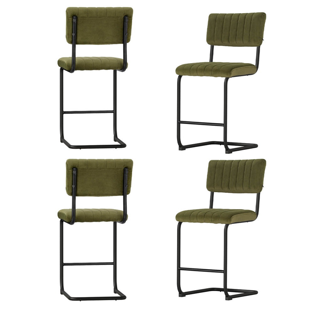 Arlo Velvet Bar Stool (Set of 4) Green