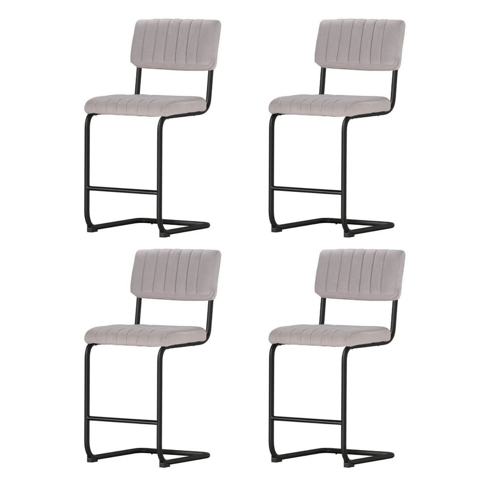 Wade Velvet Bar Stool (Set of 4) Grey