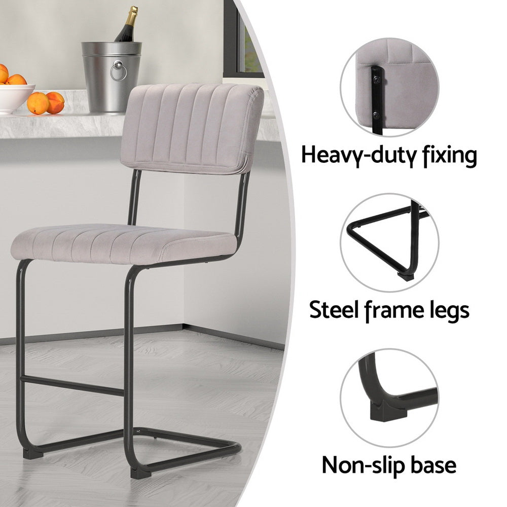 Wade Velvet Bar Stool (Set of 4) Grey