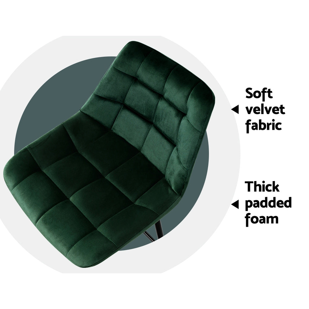 Yarra Velvet Bar Stool (Set of 2) Green