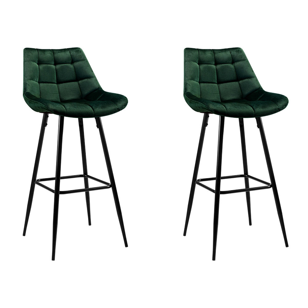 Yarra Velvet Bar Stool (Set of 2) Green