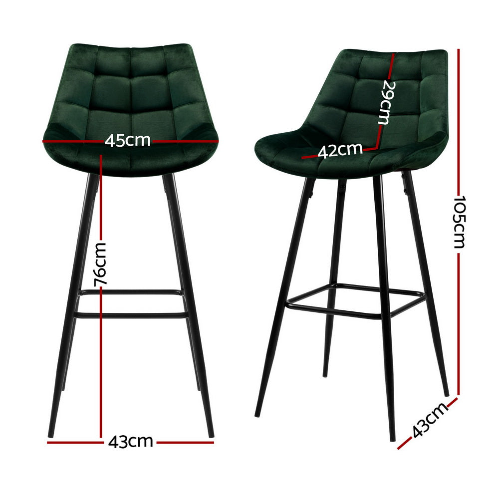 Jonas Velvet Bar Stool (Set of 4) Green