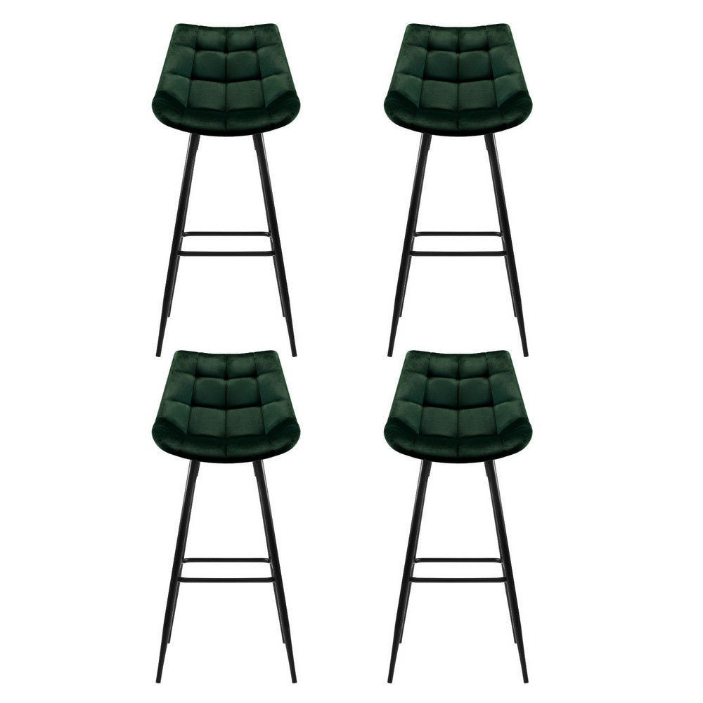 Jonas Velvet Bar Stool (Set of 4) Green