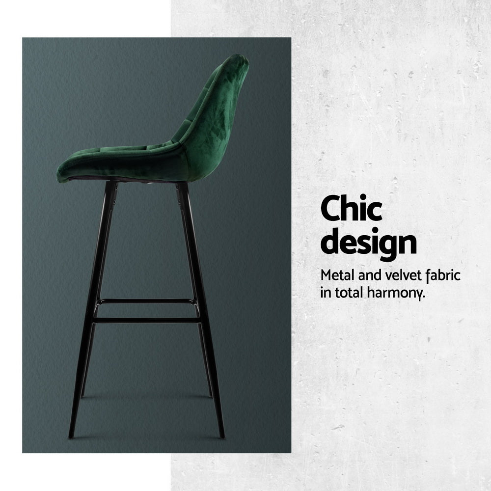 Jonas Velvet Bar Stool (Set of 4) Green
