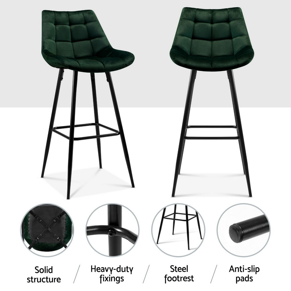 Jonas Velvet Bar Stool (Set of 4) Green