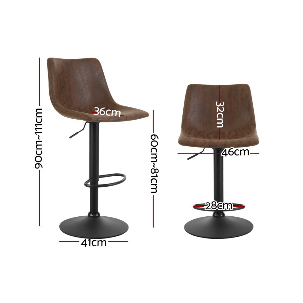 Rex Bar Stool Swivel Adjustable (Set of 2) Brown