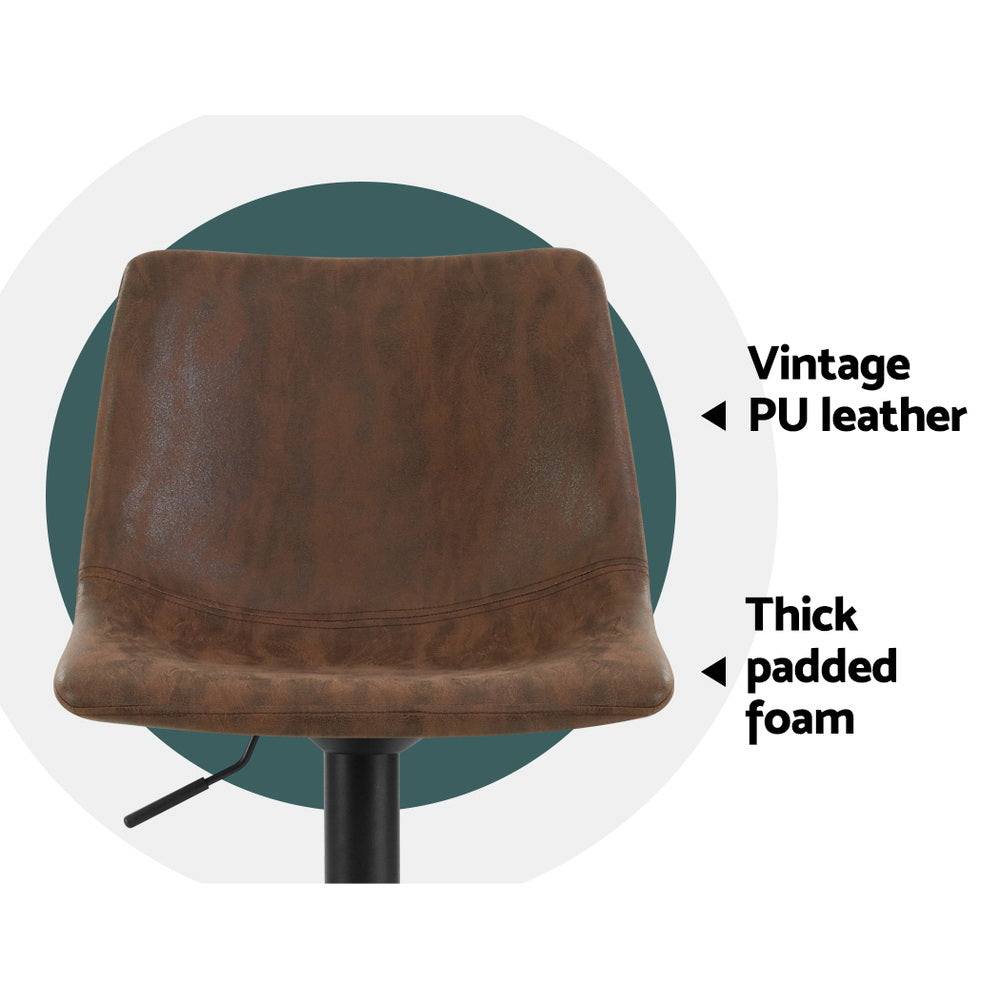 Rex Bar Stool Swivel Adjustable (Set of 2) Brown