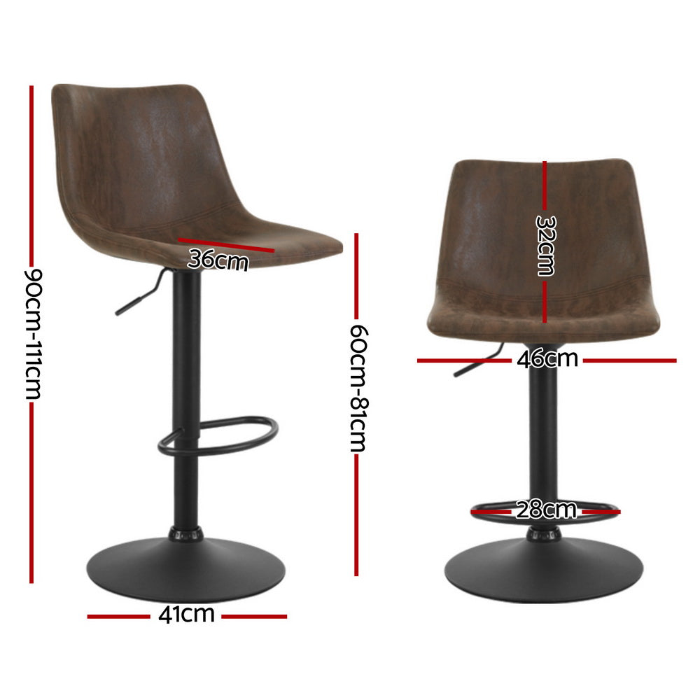 Mason Leather Bar Stool Swivel Adjustable (Set of 4) Brown