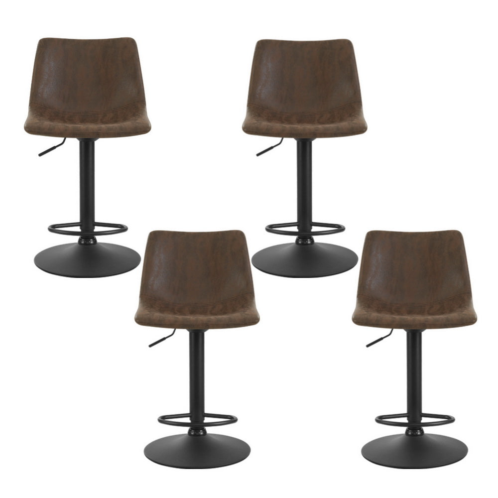 Mason Leather Bar Stool Swivel Adjustable (Set of 4) Brown