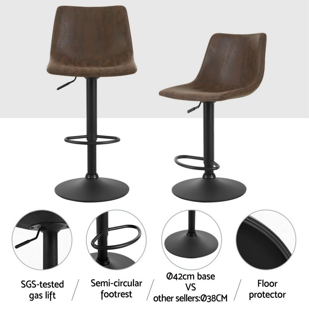 Mason Leather Bar Stool Swivel Adjustable (Set of 4) Brown