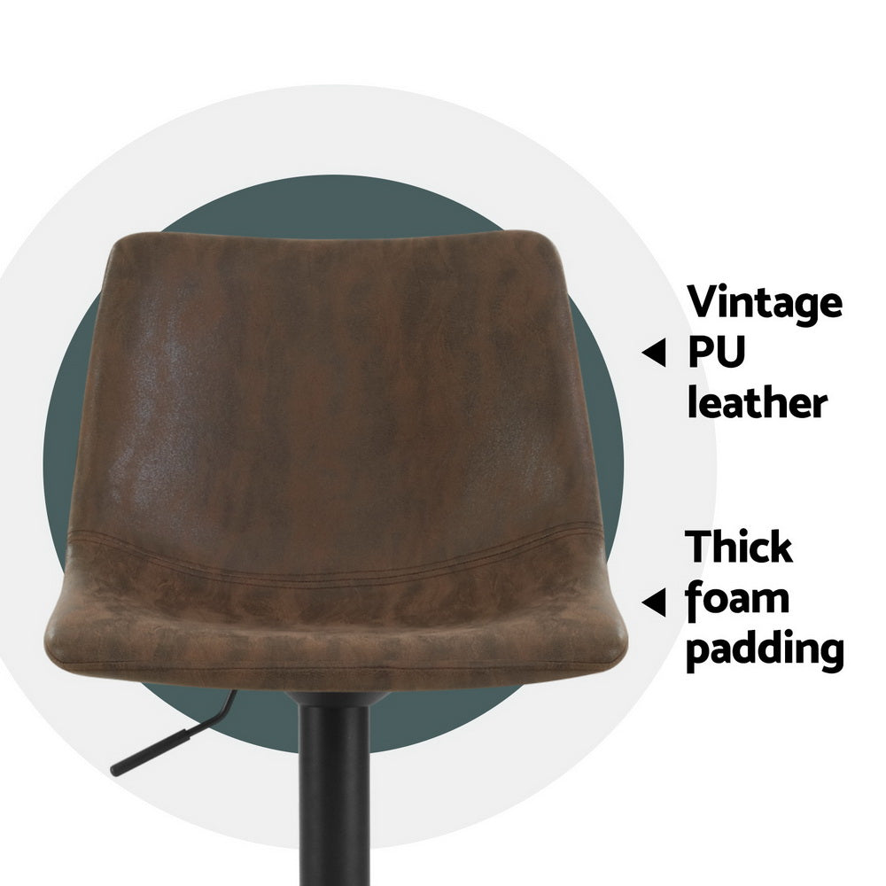 Mason Leather Bar Stool Swivel Adjustable (Set of 4) Brown