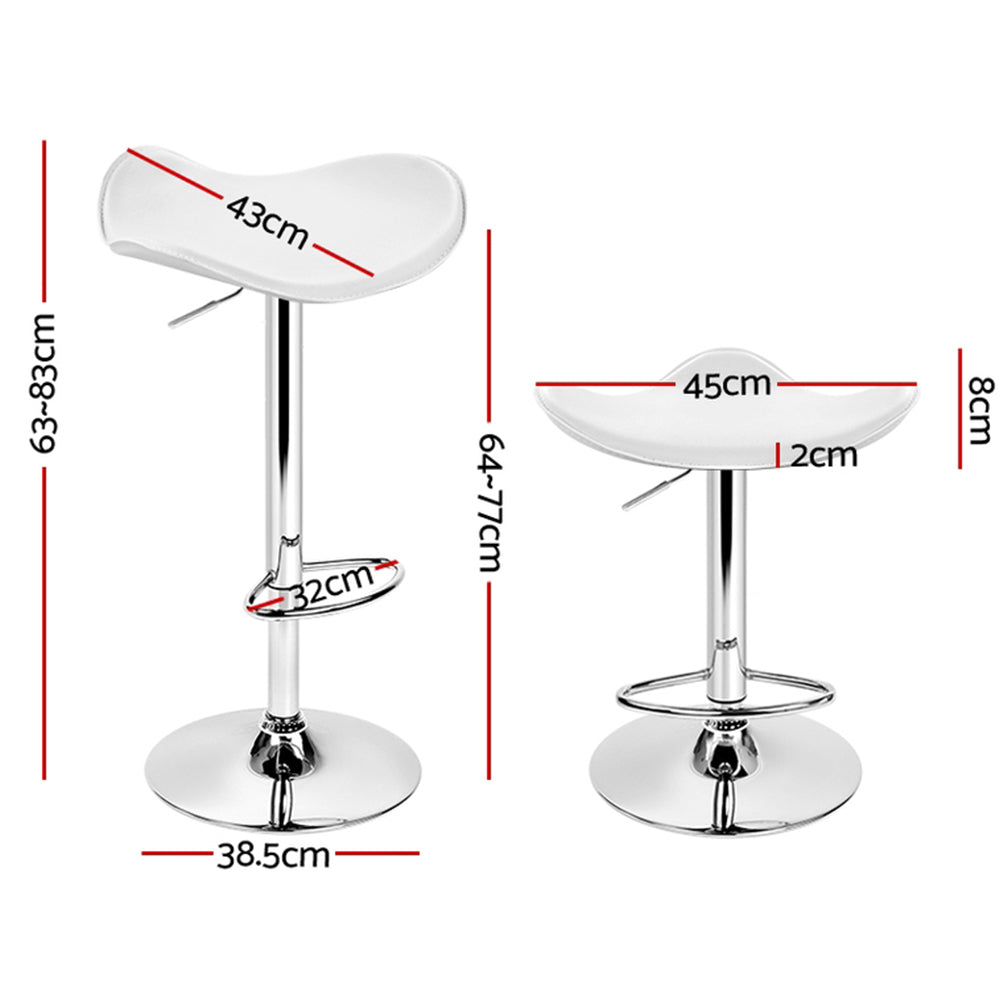 Voss Leather Bar Stool Adjustable (Set of 4) White
