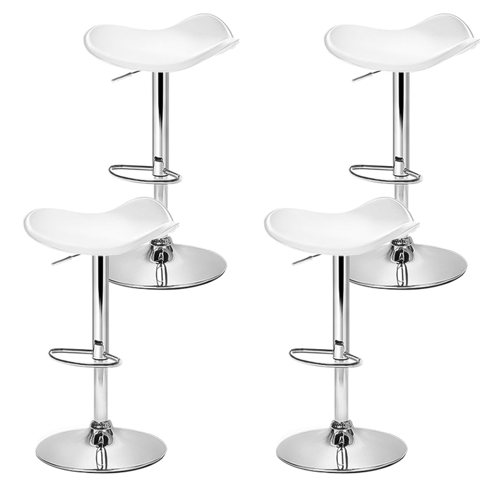 Voss Leather Bar Stool Adjustable (Set of 4) White