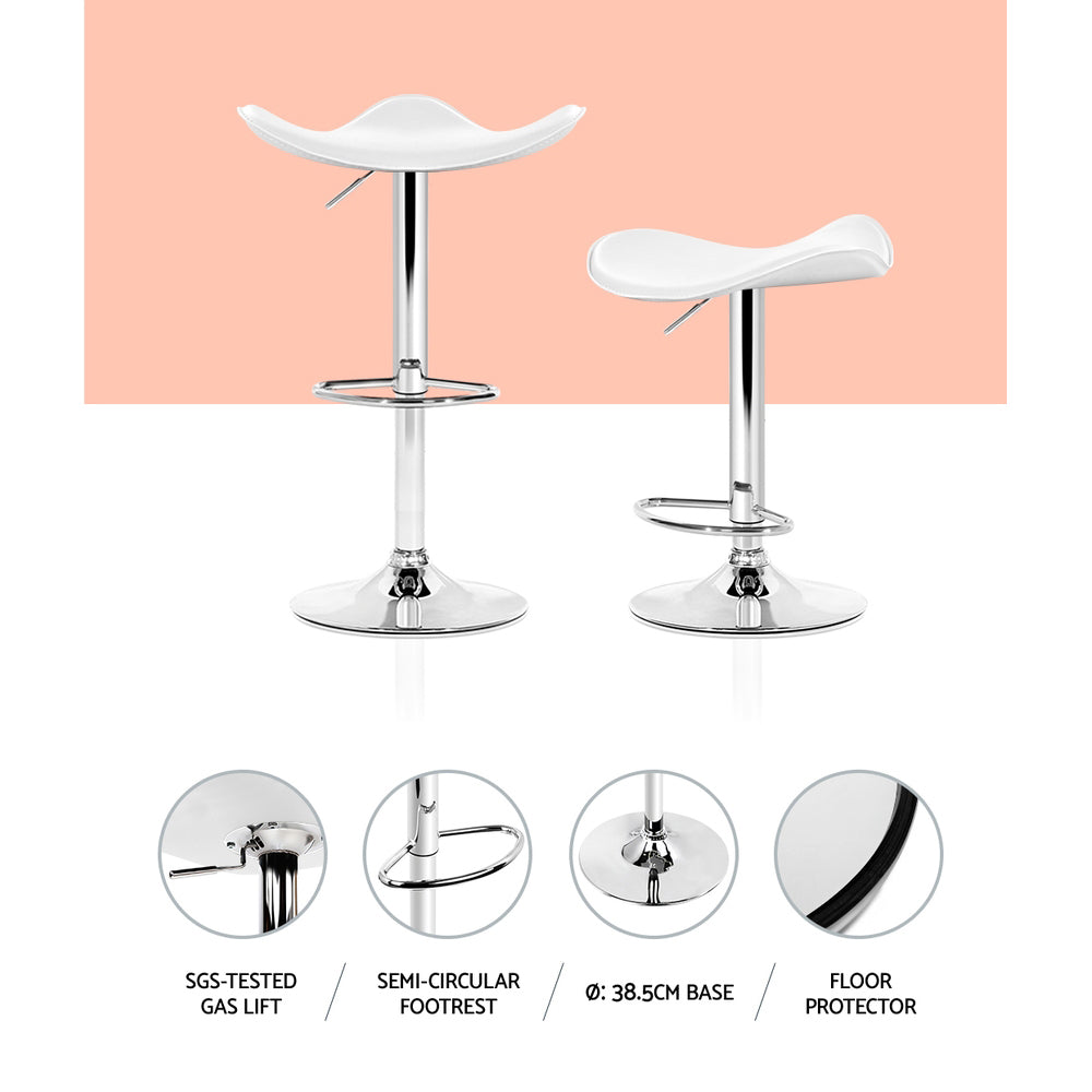 Voss Leather Bar Stool Adjustable (Set of 4) White