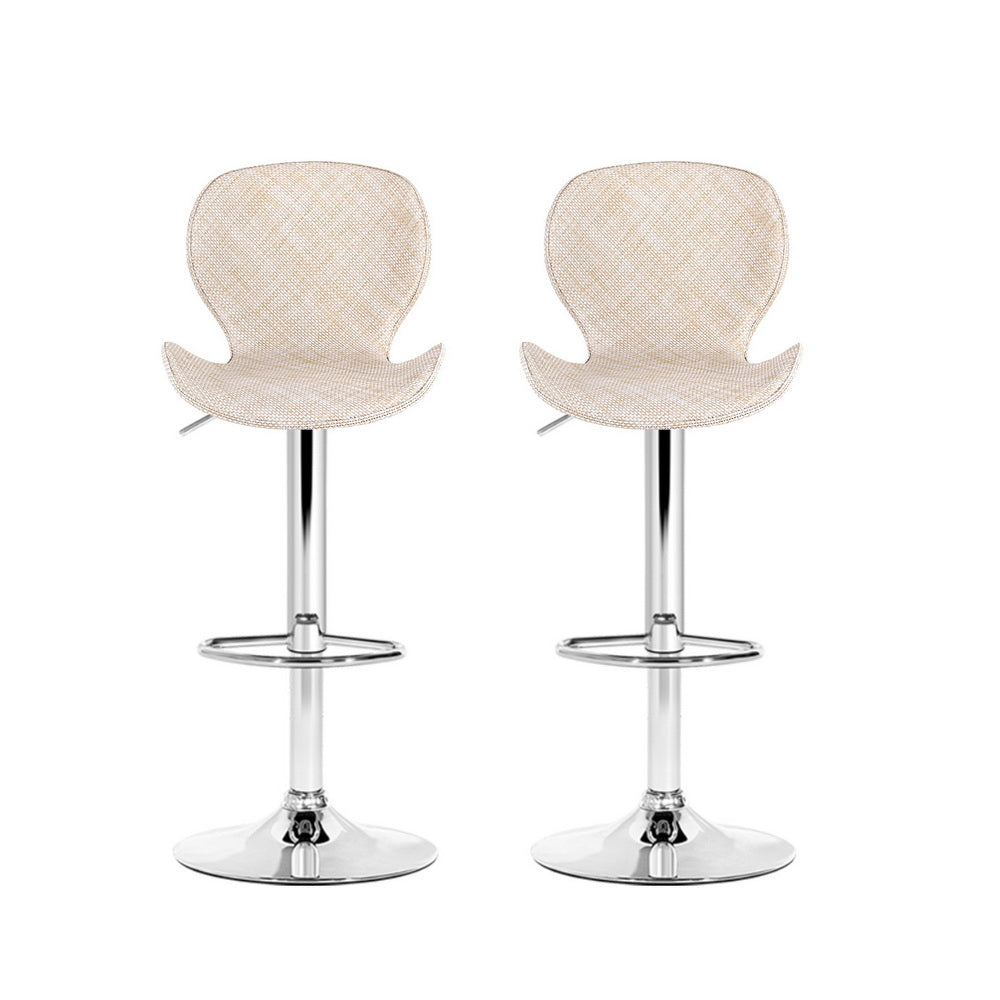 Birch Rattan Counter Stool Swivel Adjustable (Set of 2) Beige & Tan