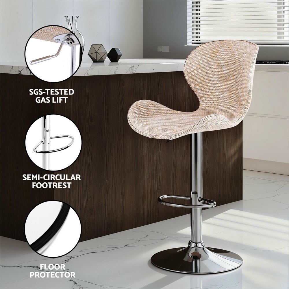 Birch Rattan Counter Stool Swivel Adjustable (Set of 2) Beige & Tan