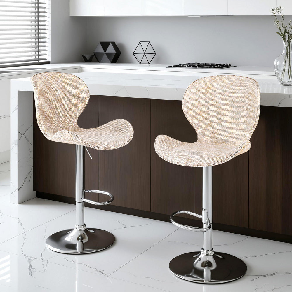Birch Rattan Counter Stool Swivel Adjustable (Set of 2) Beige & Tan