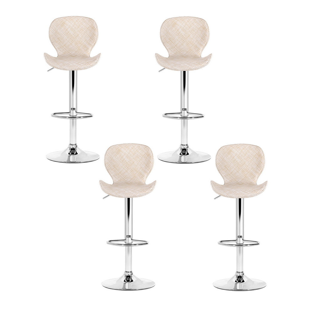 Urban Rattan Counter Stool Swivel Adjustable (Set of 4) Beige & Tan