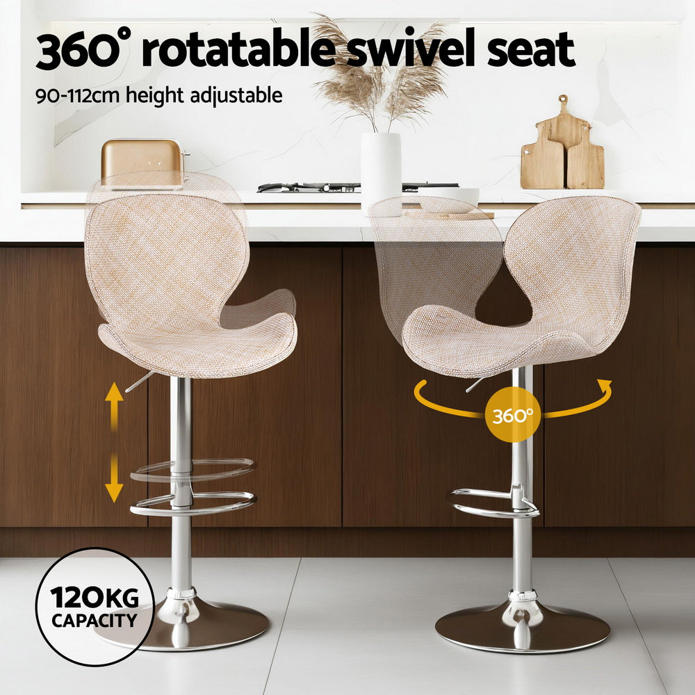 Urban Rattan Counter Stool Swivel Adjustable (Set of 4) Beige & Tan