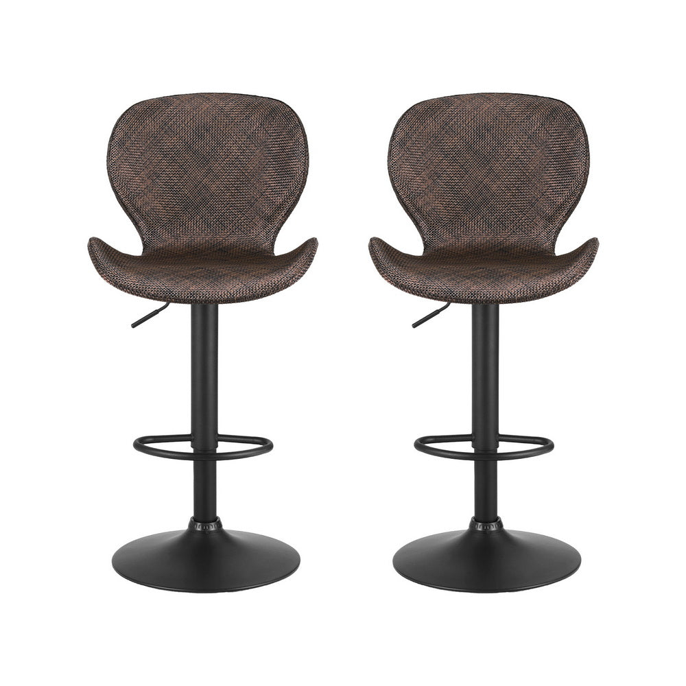 Toby Rattan Counter Stool Swivel Adjustable (Set of 2) Brown & Tan