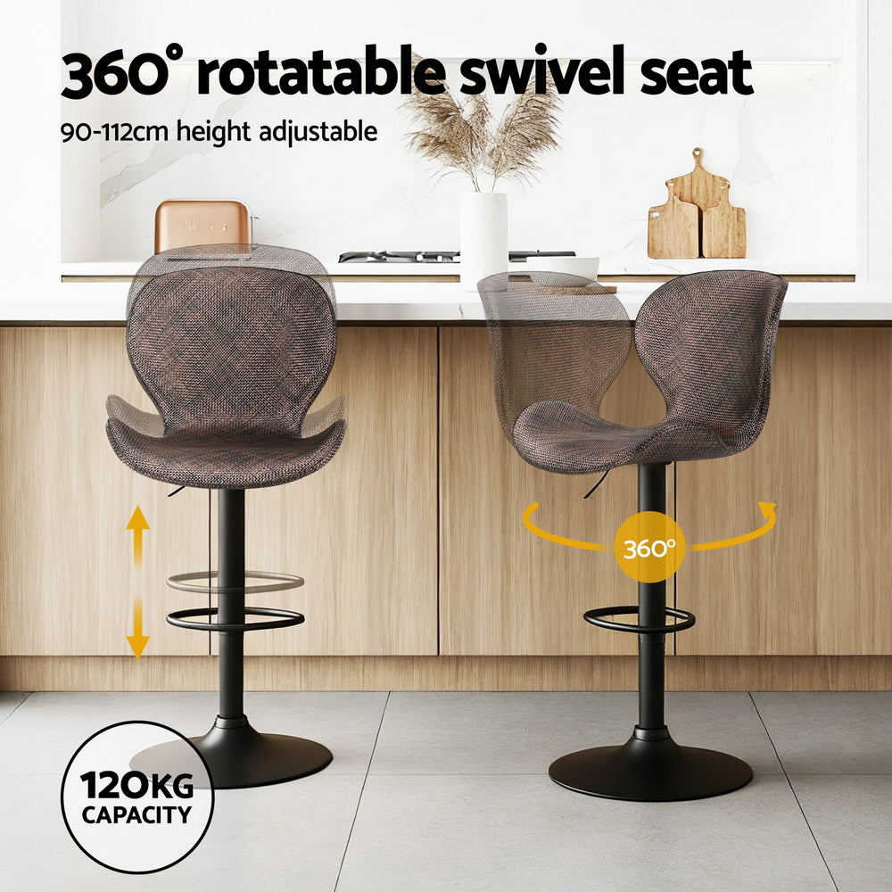 Toby Rattan Counter Stool Swivel Adjustable (Set of 2) Brown & Tan