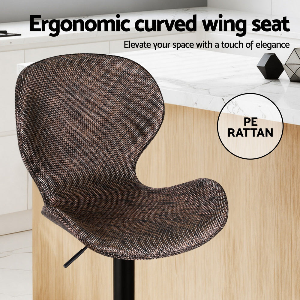 Greyson Rattan Counter Stool Swivel Adjustable (Set of 4) Brown & Tan