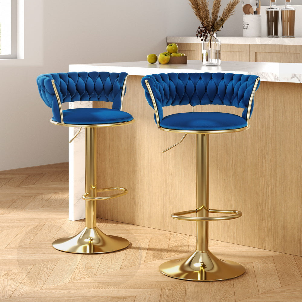 Joel Velvet Bar Stool Adjustable (Set of 2)