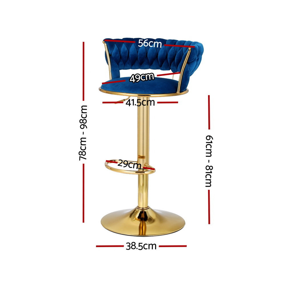 Joel Velvet Bar Stool Adjustable (Set of 2)