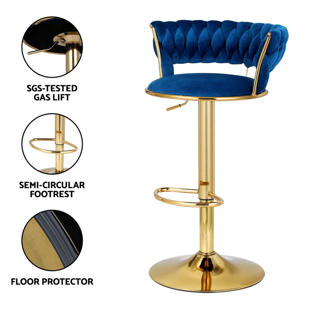 Joel Velvet Bar Stool Adjustable (Set of 2)