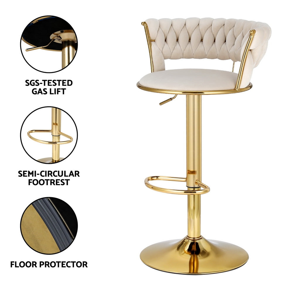 Viktor Velvet Bar Stool Adjustable (Set of 2)