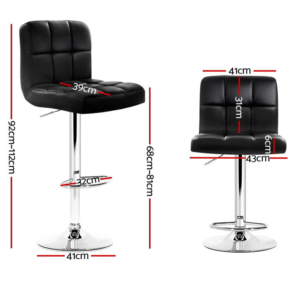 Tate Leather Bar Stool Adjustable (Set of 4) Black