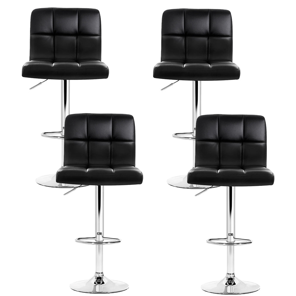 Tate Leather Bar Stool Adjustable (Set of 4) Black